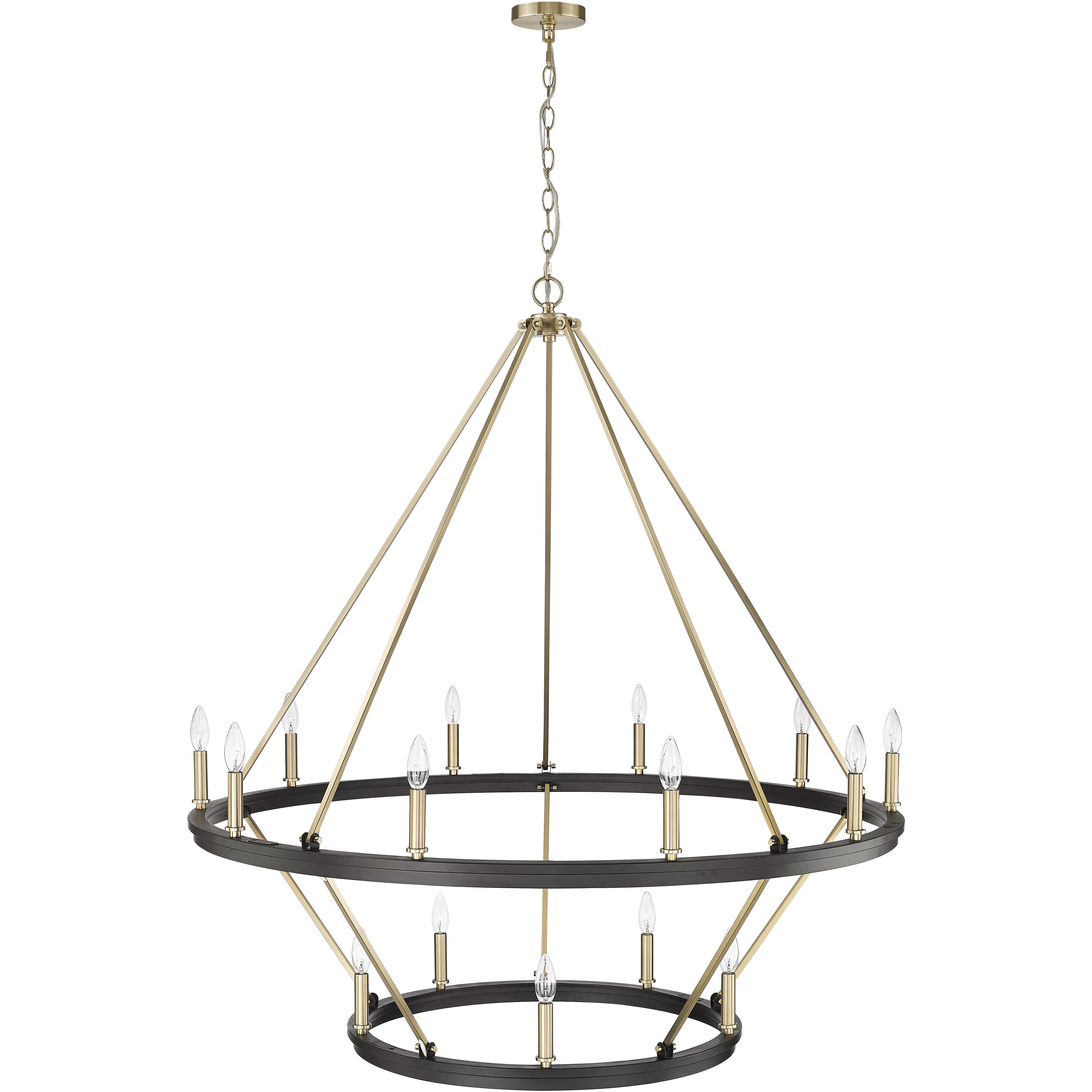 Carruth 15 Light 45 inch Matte Black/Modern Gold Chandelier Ceiling Light